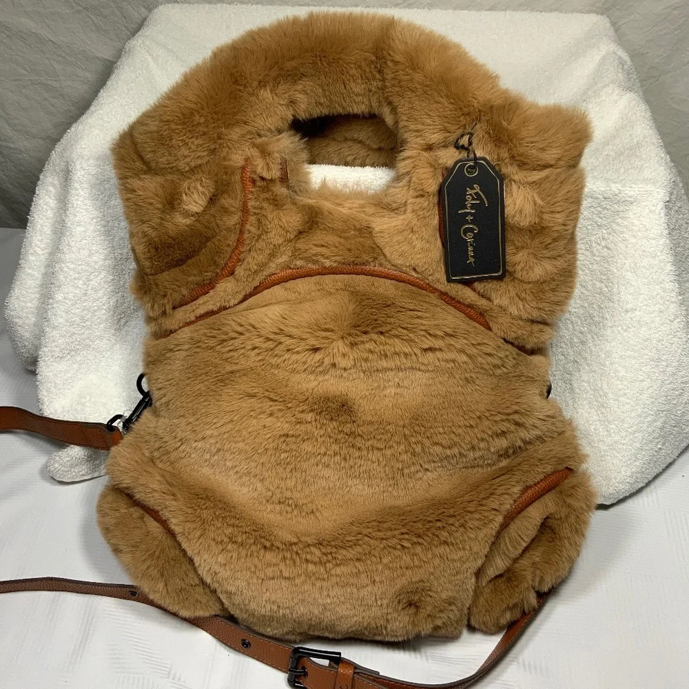 NWT - Foley + Corinna Faux Fur Tan Purse - Picture 1 of 8